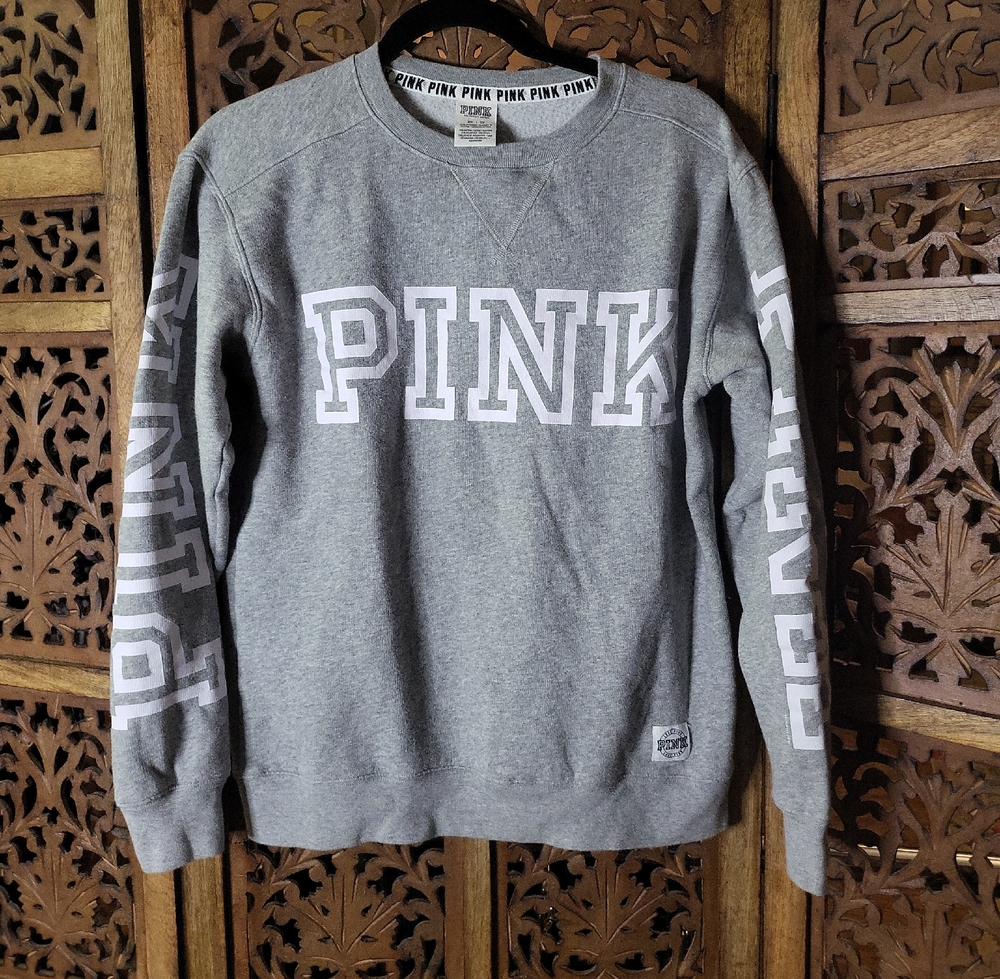 🌟 PINK Victoria's Secret Heather Gray Crewneck Sweater Size XS
